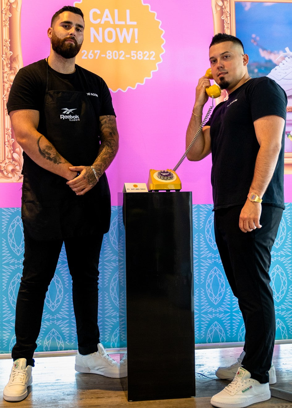 Reebok, Barbers Fade Room barbershop, Joshua Dos Santos (left), Claudio Ferreira (right)