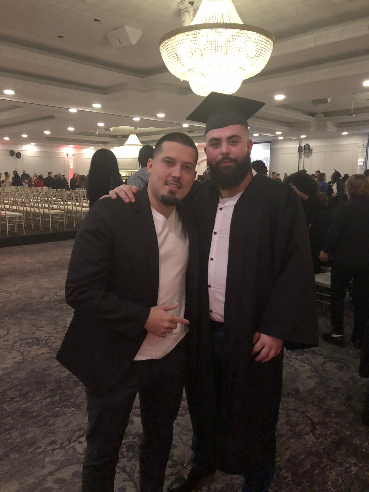 Nelson Pires, Buck the barber with Claudio the barber on graduation from Marca College