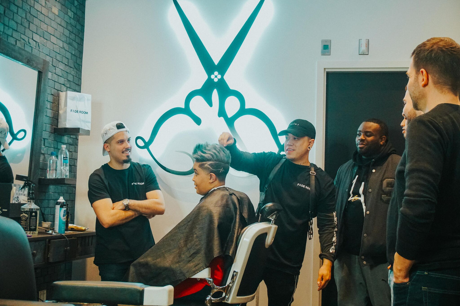 Claudio the barber and Famos host a look and learn barber class, at Fade Room Toronto